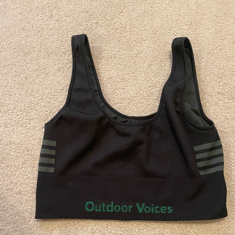 Outdoor Voices cropped Tank Crop Top green Gray Black Yoga large